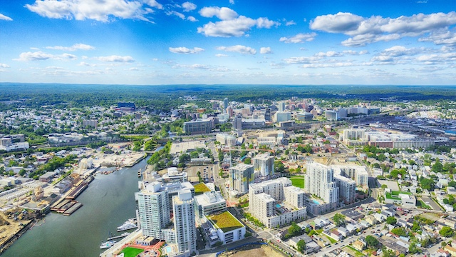 Aerial view of Stamford, CT, representing Stamford outplacement services