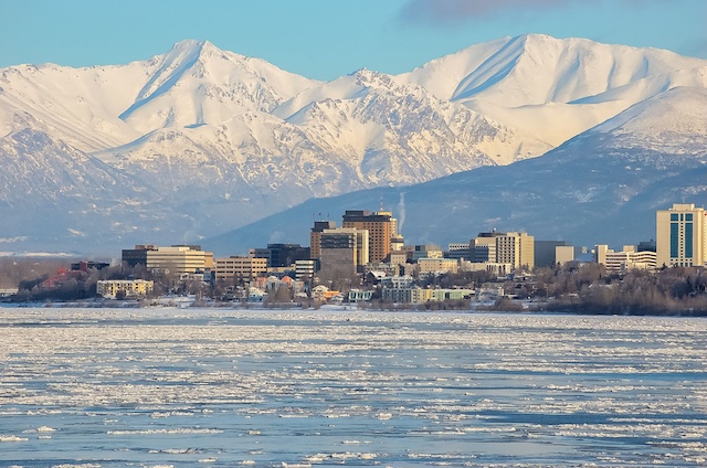 Anchorage, Alaska skyline, representing outplacement services in Anchorage