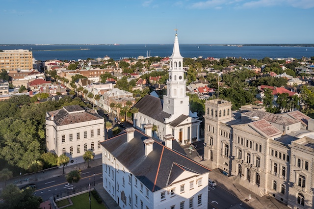 Aerial view of Charleston representing outplacement services in Charleston