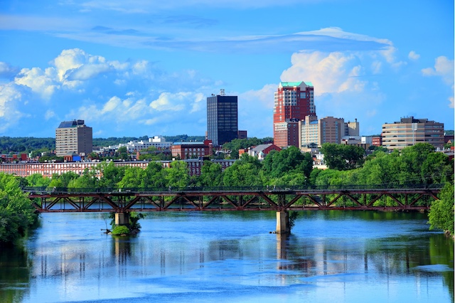 Manchester, NH skyline representing outplacement services in Manchester